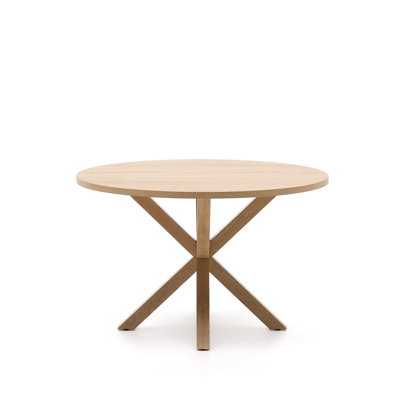 Argo round table in melamine with natural finish and wood-effect steel legs Ø 120 cm