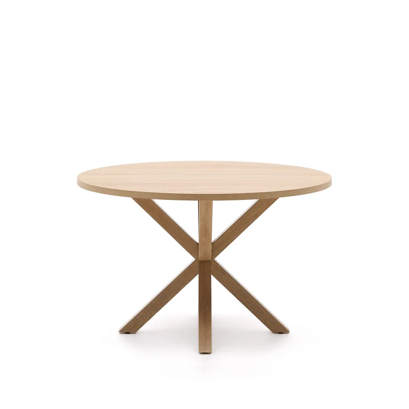 Argo round table in melamine with natural finish and wood-effect steel legs Ø 120 cm