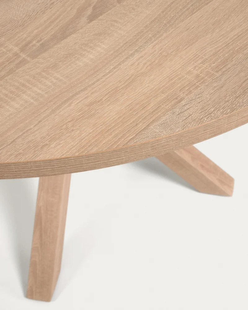 Argo round table in melamine with natural finish and wood-effect steel legs Ø 120 cm