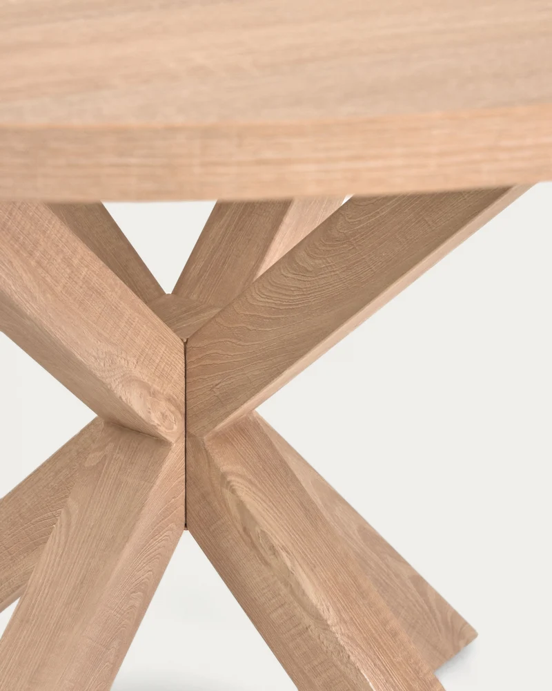 Argo round table in melamine with natural finish and wood-effect steel legs Ø 120 cm