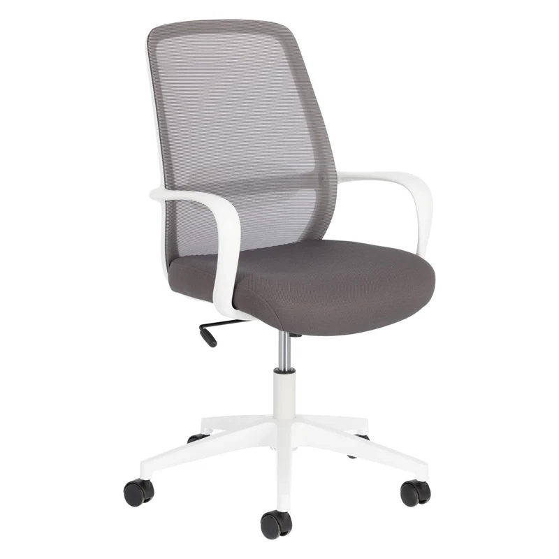 Melva office chair in grey and legs made of steel in white