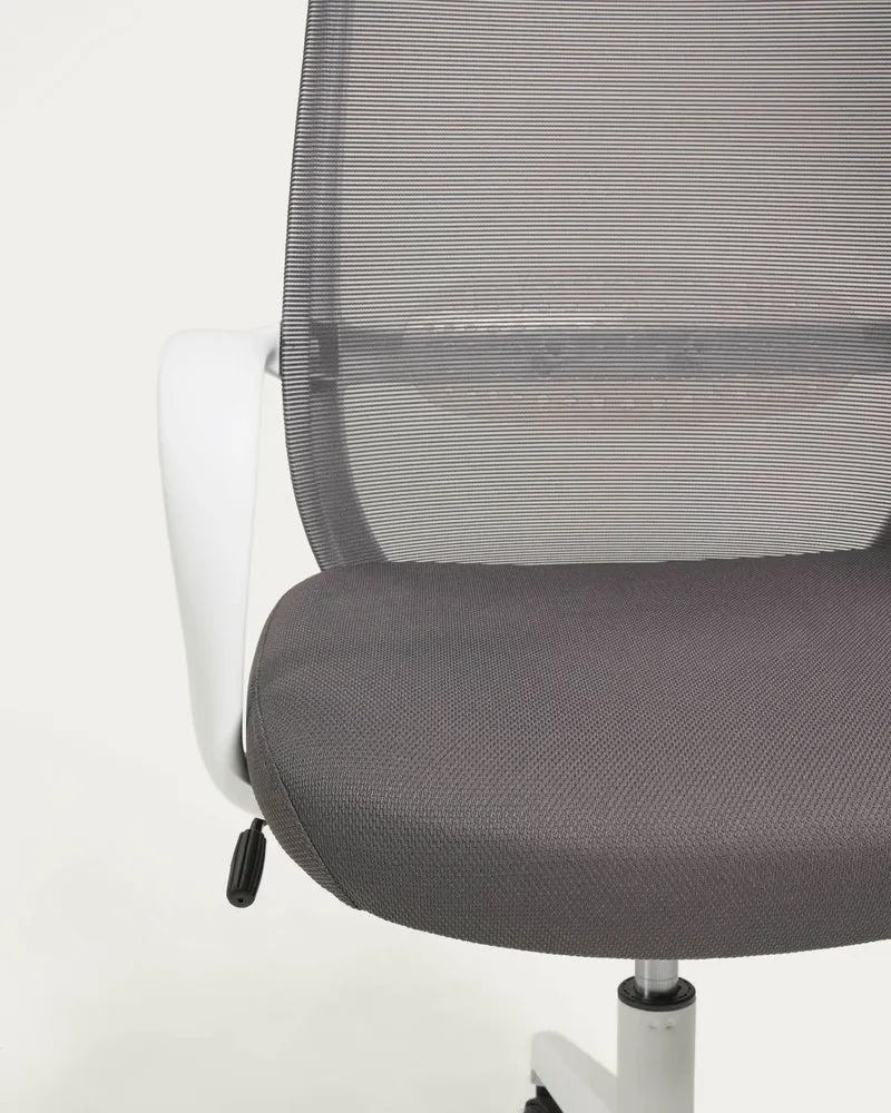 Melva office chair in grey and legs made of steel in white