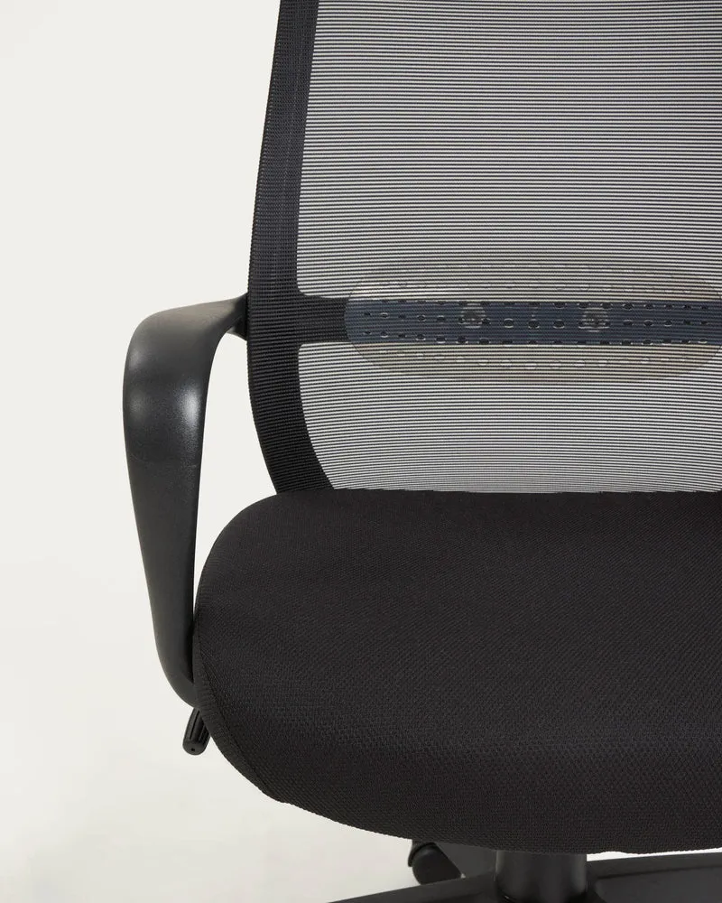 Melva office chair in black and legs made of steel in black