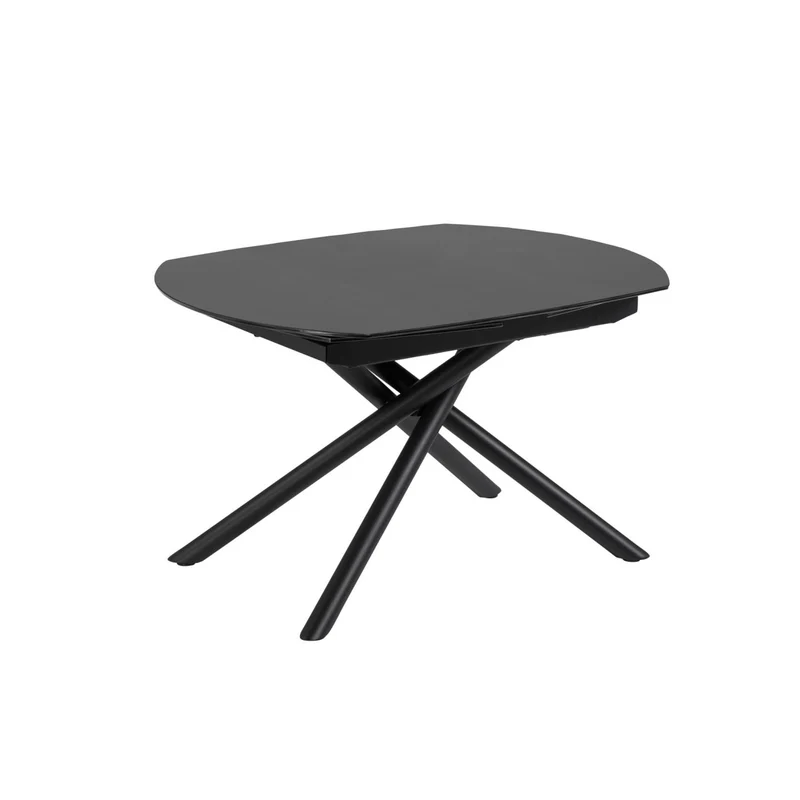 Yodalia extendable table in tempered glass with steel legs in a black finish 130(190)x100 cm