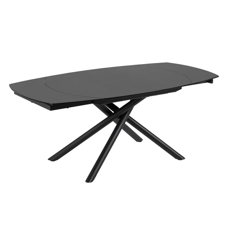 Yodalia extendable table in tempered glass with steel legs in a black finish 130(190)x100 cm