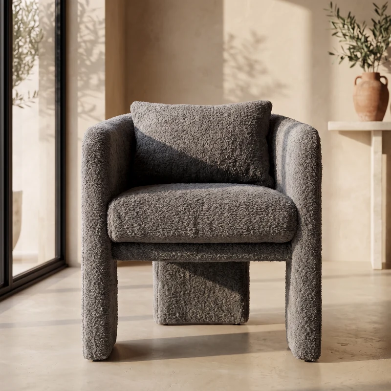 Fauteuil LIAM velours gris anthracite