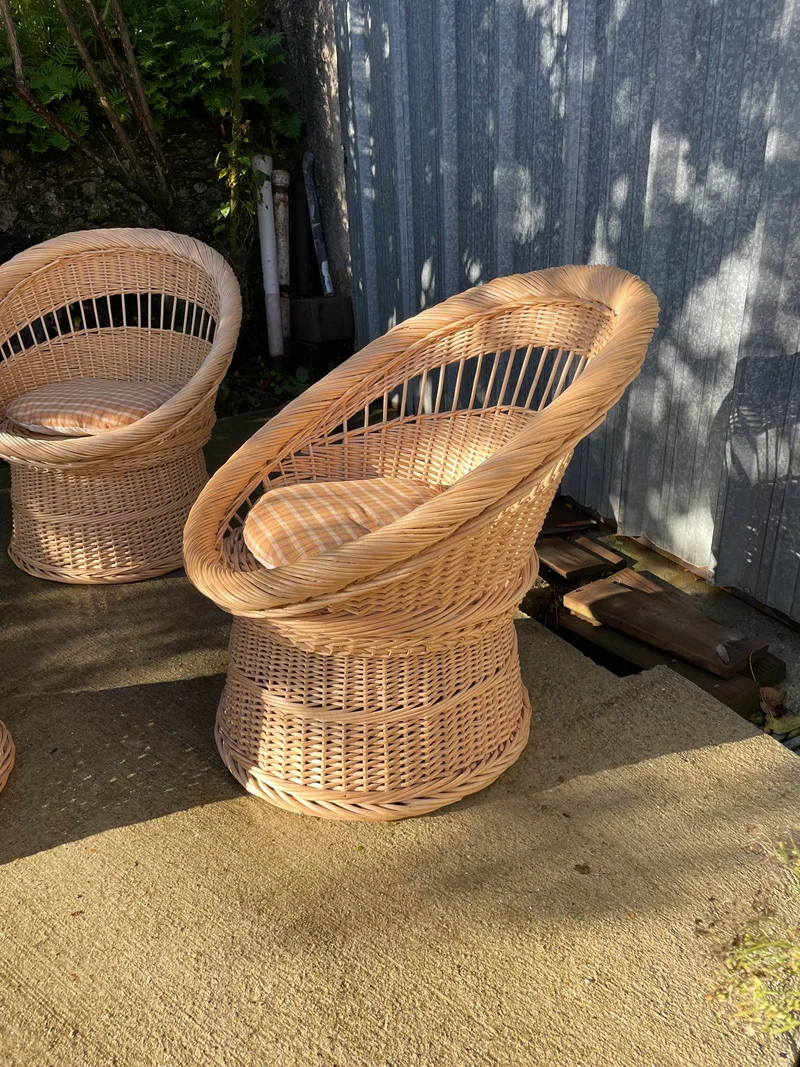 Salon en rotin années 70
