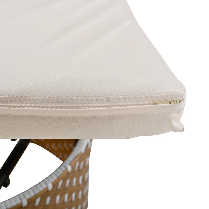 Salon de jardin rond 2-en-1 : lit de soleil modulable, une table basse avec parasol rétractable ARISELX