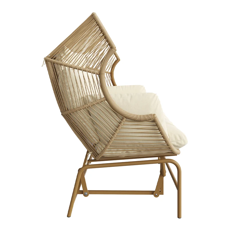 Fauteuil de jardin 2 places en rotin PE coussins confort 145x85x143cm NIMBUSLCA