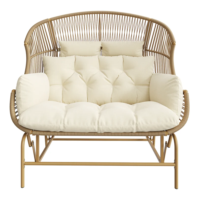 Fauteuil de jardin 2 places en rotin PE coussins confort 145x85x143cm NIMBUSLCA