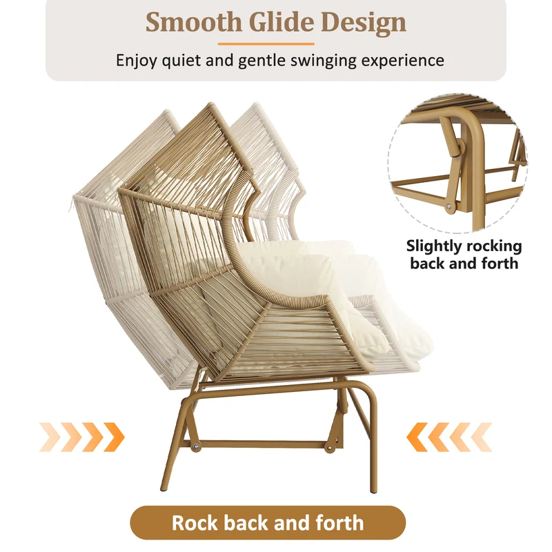 Fauteuil de jardin 2 places en rotin PE coussins confort 145x85x143cm NIMBUSLCA
