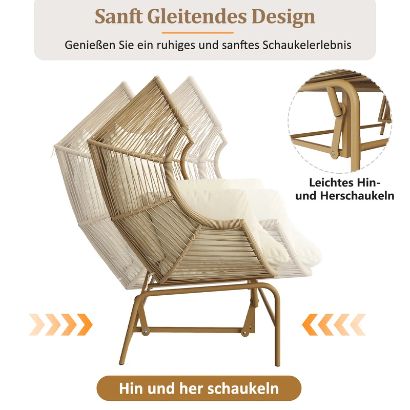 Fauteuil de jardin 2 places en rotin PE coussins confort 145x85x143cm NIMBUSLCA