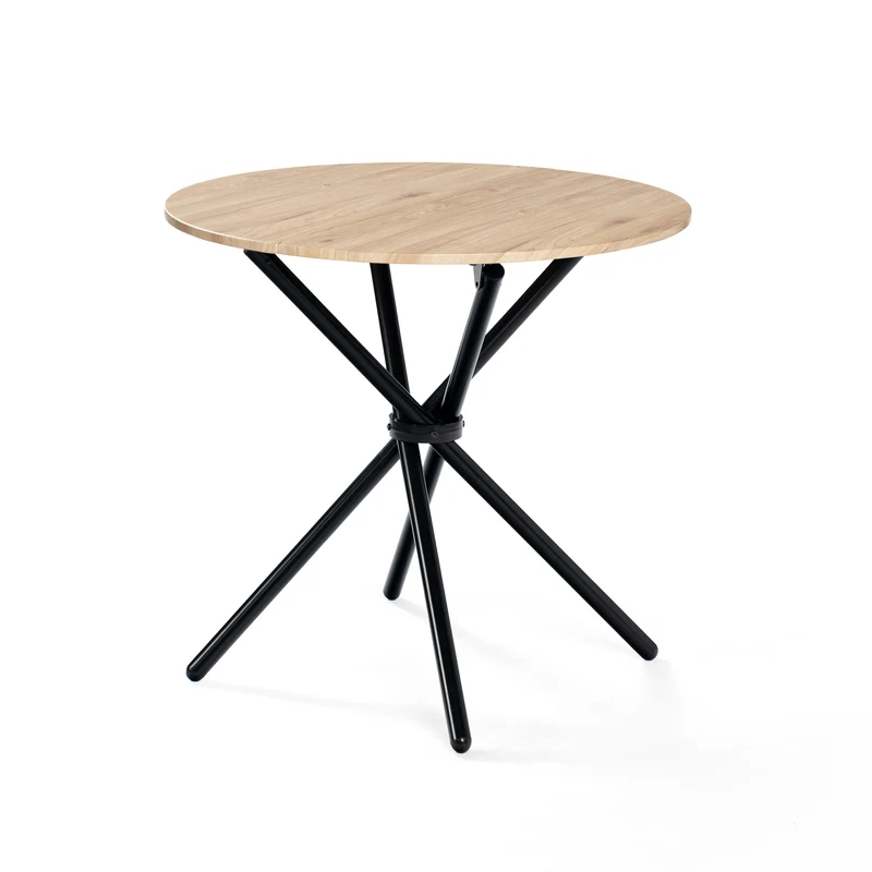 Ensemble table et 2 chaises de salle à manger effet bois style industriel FONTANA KD 80CM DARK + MAYFAIR SUEDE BROWN