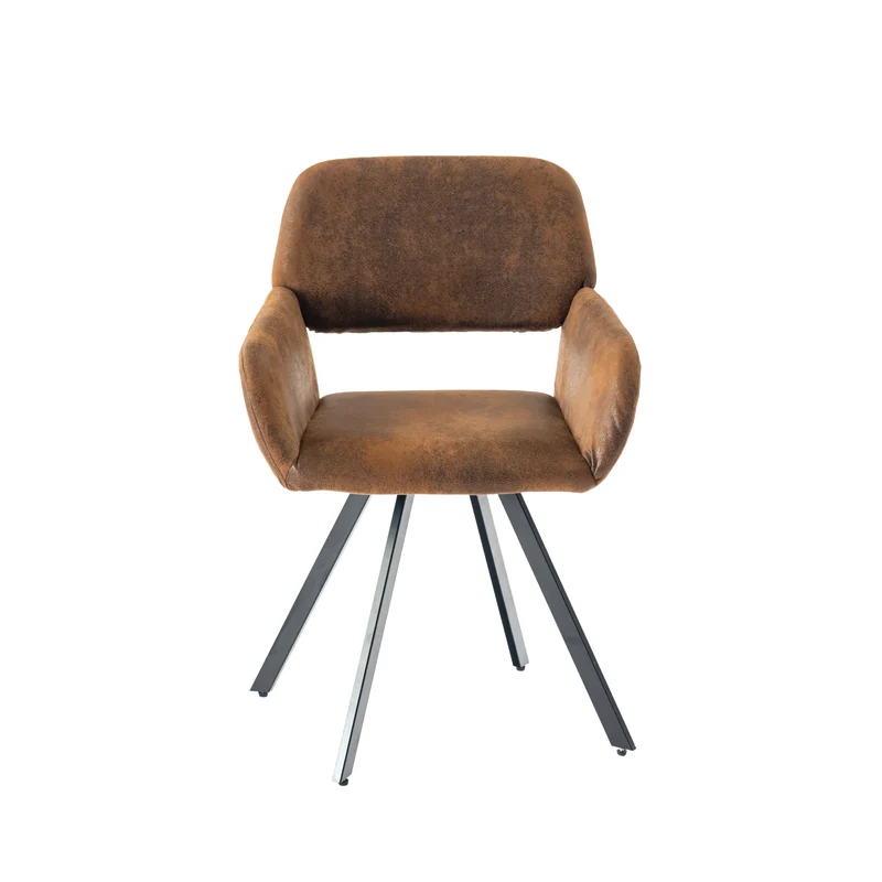 Lot de 4 chaises de salle à manger vintage pivotant tissu suède marron CALIFORNIA KD SUEDE BROWN SWIVEL X2