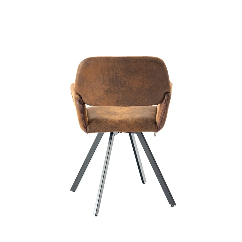 Lot de 4 chaises de salle à manger vintage pivotant tissu suède marron CALIFORNIA KD SUEDE BROWN SWIVEL X2