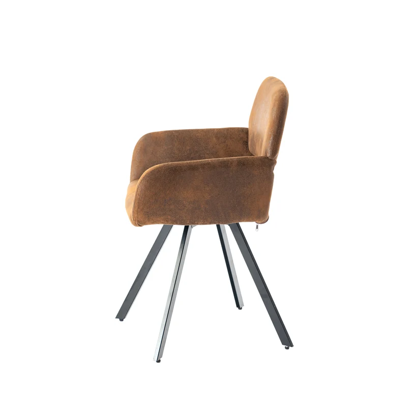 Lot de 4 chaises de salle à manger vintage pivotant tissu suède marron CALIFORNIA KD SUEDE BROWN SWIVEL X2