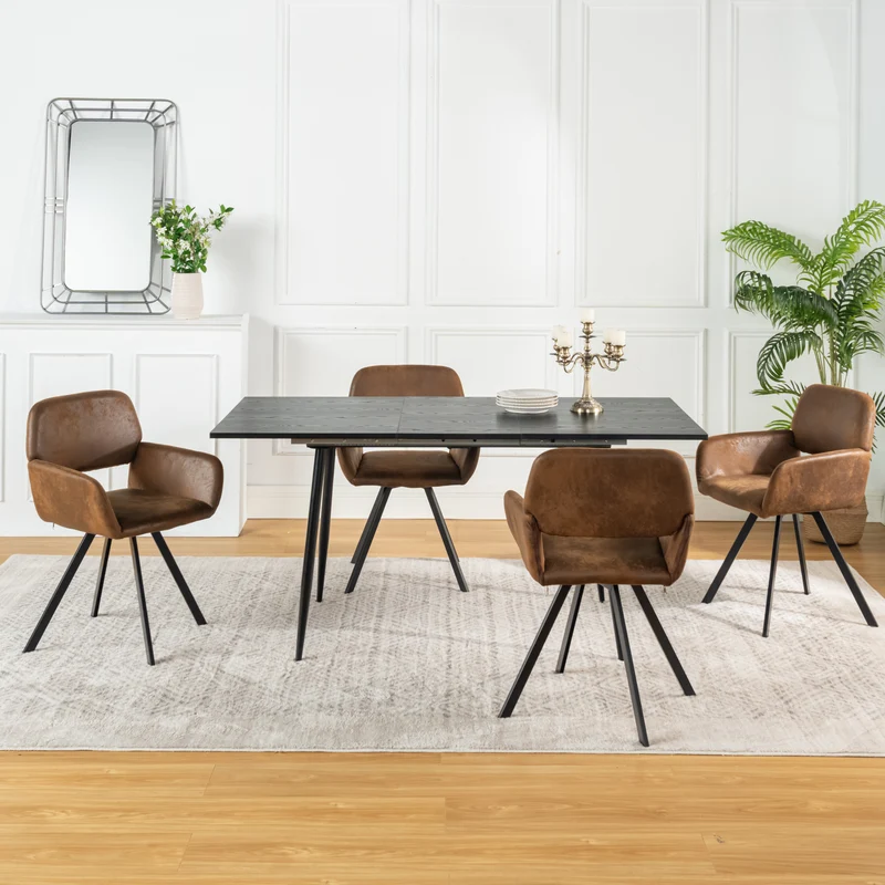 Lot de 4 chaises de salle à manger vintage pivotant tissu suède marron CALIFORNIA KD SUEDE BROWN SWIVEL X2