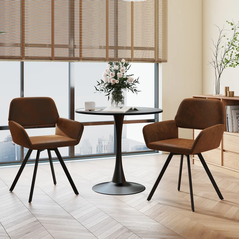 Lot de 2 chaises de salle à manger vintage pivotant tissu suède marron CALIFORNIA KD SUEDE BROWN SWIVEL