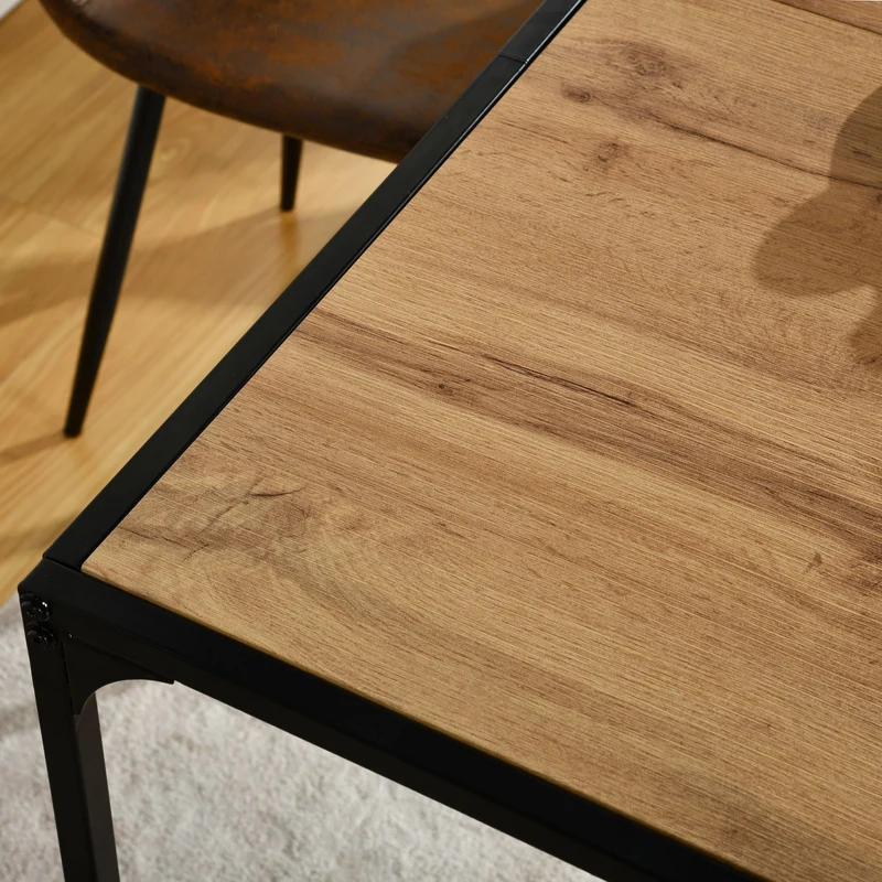 Ensemble de table et 4 chaises de salle à manger style industriel et effet bois MILLIKEN 120 DARK + MAYFAIR SUEDE BROWN*2