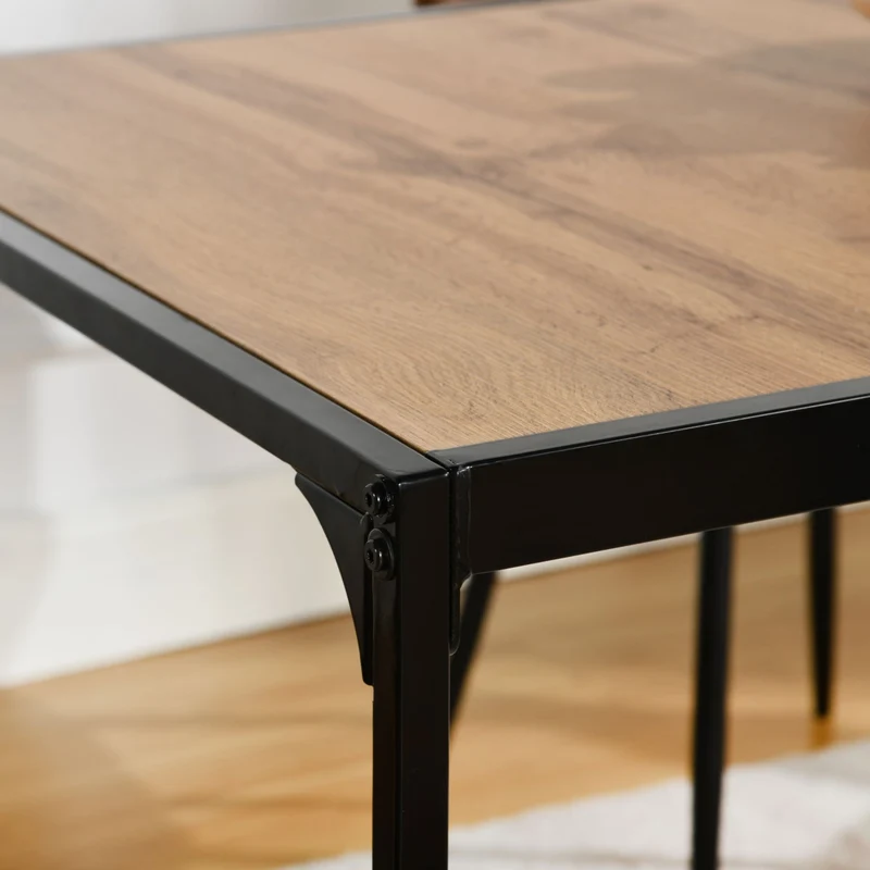Ensemble de table et 4 chaises de salle à manger style industriel et effet bois MILLIKEN 120 DARK + MAYFAIR SUEDE BROWN*2