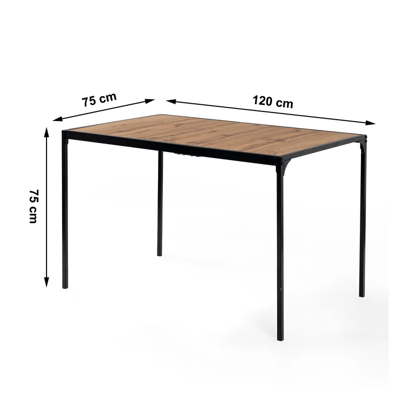 Ensemble de table et 4 chaises de salle à manger style industriel et effet bois MILLIKEN 120 DARK + MAYFAIR SUEDE BROWN*2