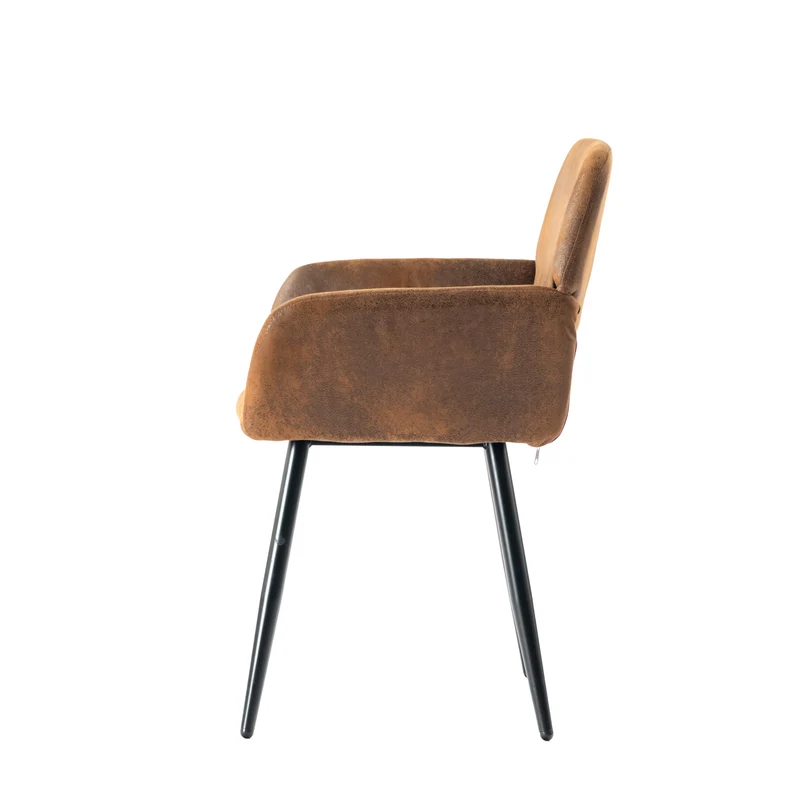 Ensemble de table et 4 chaises de salle à manger style industriel et effet bois MILLIKEN 120 DARK + MAYFAIR SUEDE BROWN*2