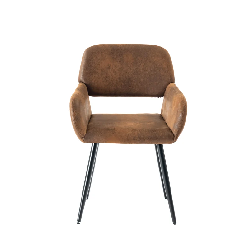 Ensemble de table et 4 chaises de salle à manger style industriel et effet bois MILLIKEN 120 DARK + MAYFAIR SUEDE BROWN*2