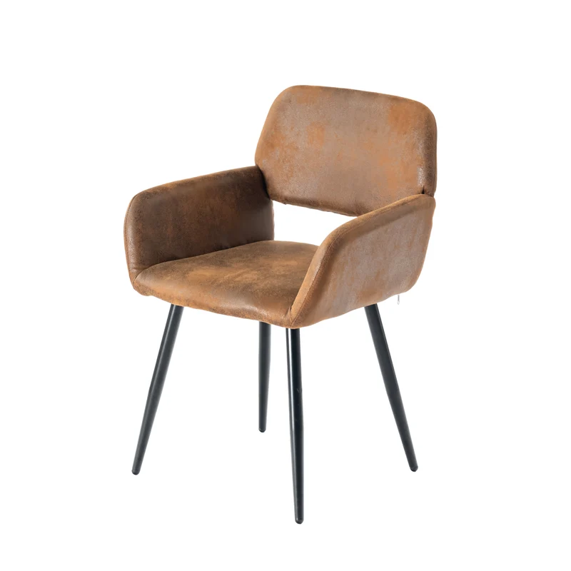 Ensemble de table et 4 chaises de salle à manger style industriel et effet bois MILLIKEN 120 DARK + MAYFAIR SUEDE BROWN*2