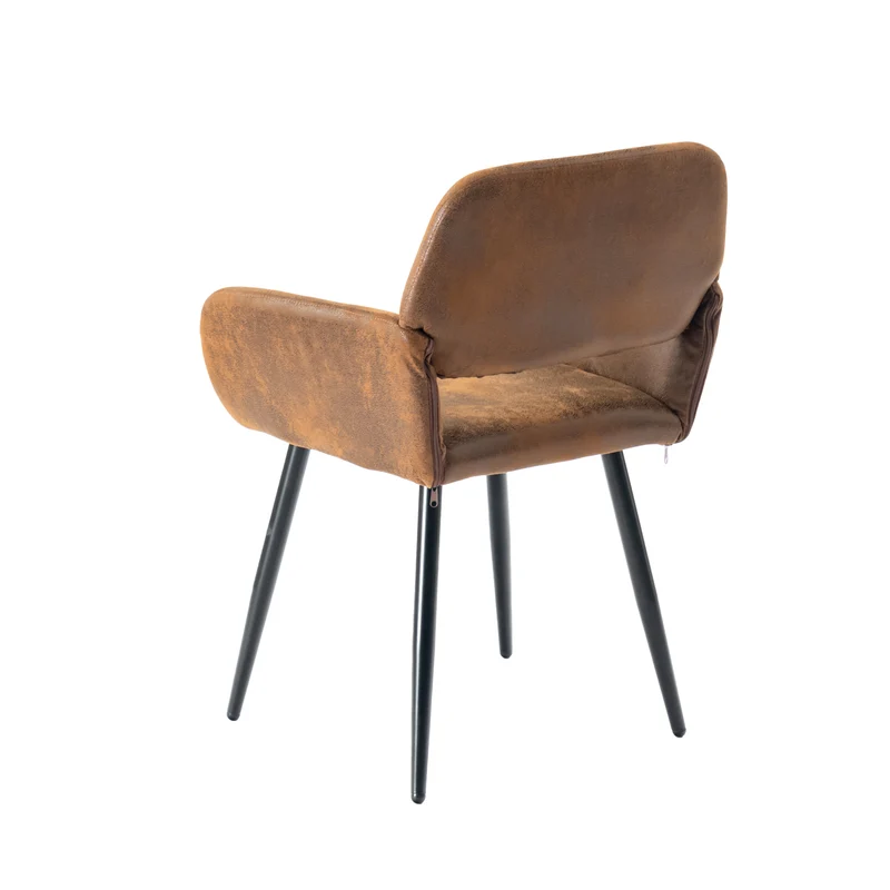Ensemble de table et 4 chaises de salle à manger style industriel et effet bois MILLIKEN 120 DARK + MAYFAIR SUEDE BROWN*2