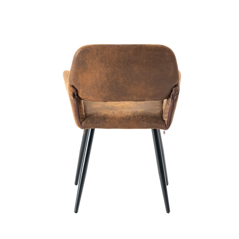 Ensemble de table et 4 chaises de salle à manger style industriel et effet bois MILLIKEN 120 DARK + MAYFAIR SUEDE BROWN*2
