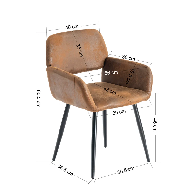Ensemble de table et 4 chaises de salle à manger style industriel et effet bois MILLIKEN 120 DARK + MAYFAIR SUEDE BROWN*2