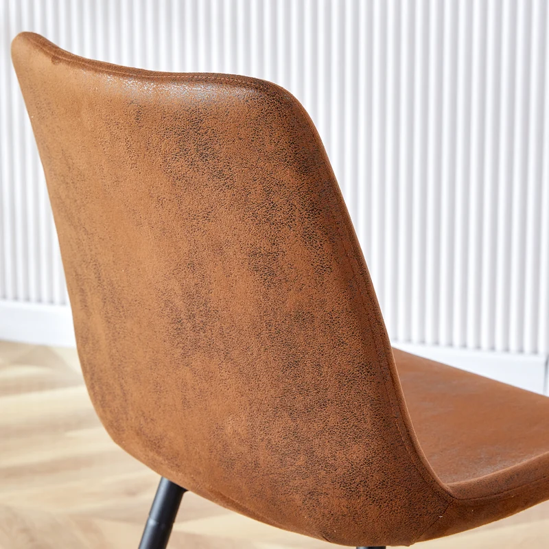 Lot de 4 chaises de salle à manger vintage en tissu respirant marron AETHERLTE
