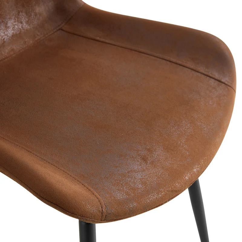Lot de 4 chaises de salle à manger vintage en tissu respirant marron AETHERLTE