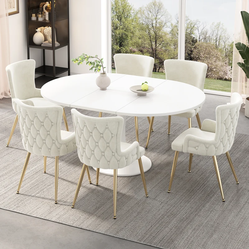 Lot de 2 chaises de salle à manger en velours beige pieds dorés CRORQREONS BEIGE G