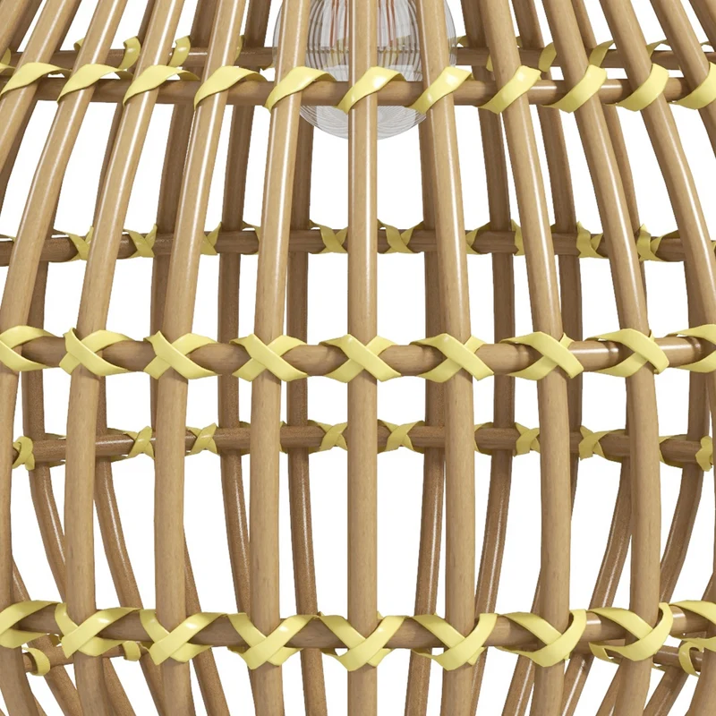 Lampe solaire suspendu extérieur rattan étanche avec capteur de lumière LED, design tambour Ø31x32cm DUSKDUNE