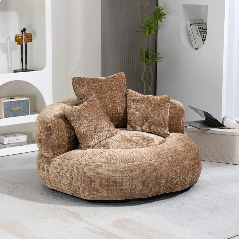 Canapé chauffeuse fauteuil rond en velours chenille marron fauteuil lounge LOGOGRAM
