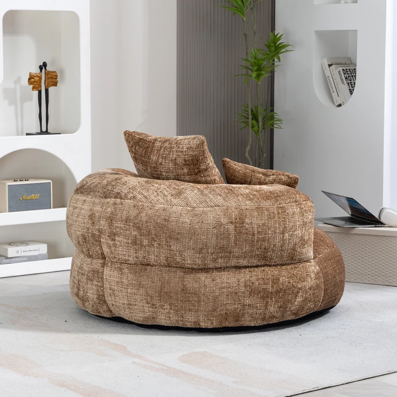 Canapé chauffeuse fauteuil rond en velours chenille marron fauteuil lounge LOGOGRAM