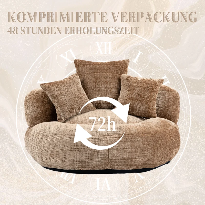 Canapé chauffeuse fauteuil rond en velours chenille marron fauteuil lounge LOGOGRAM