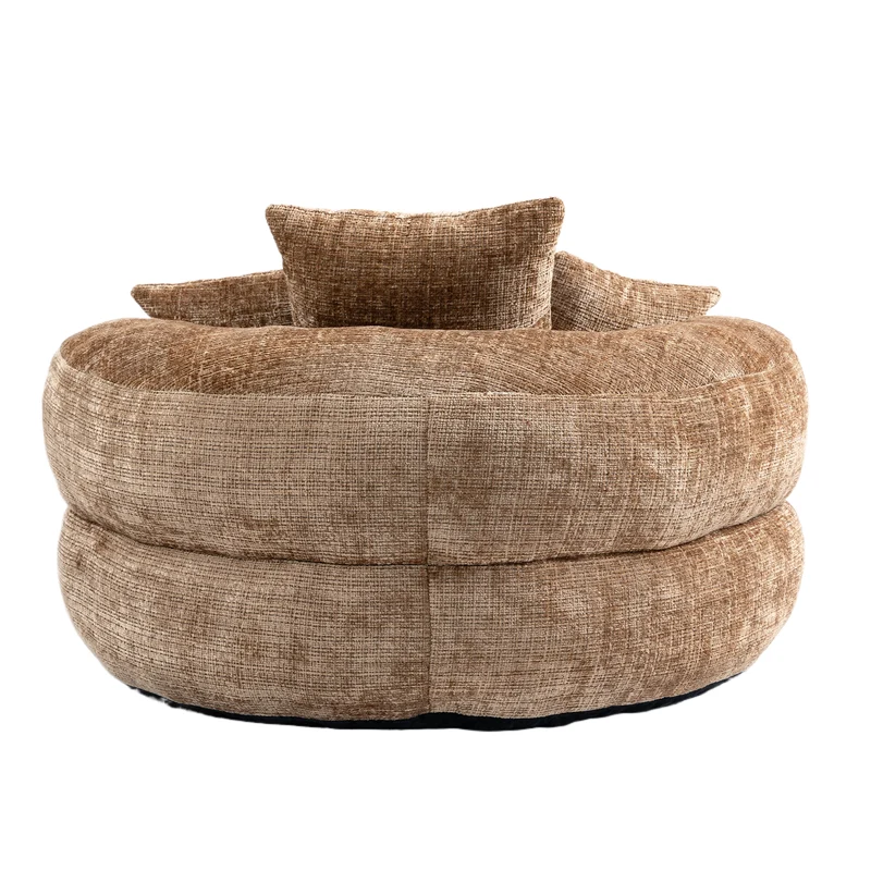 Canapé chauffeuse fauteuil rond en velours chenille marron fauteuil lounge LOGOGRAM