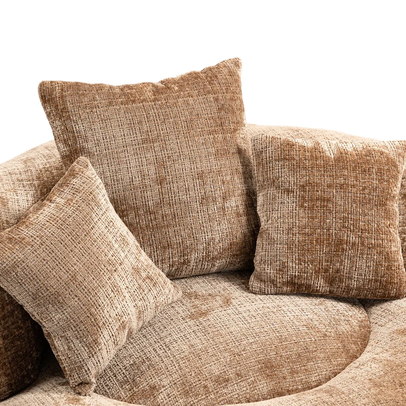 Canapé chauffeuse fauteuil rond en velours chenille marron fauteuil lounge LOGOGRAM
