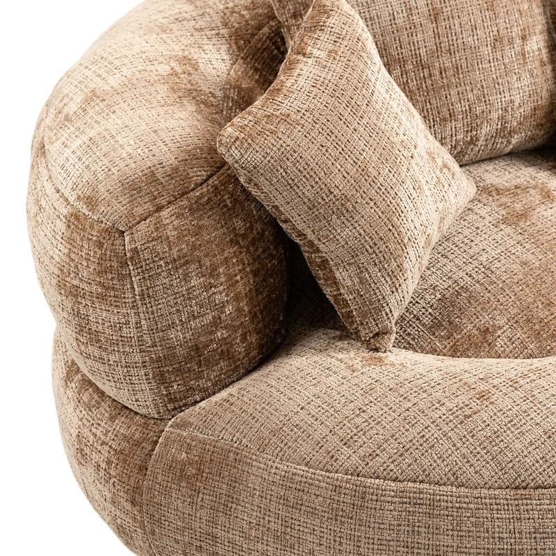 Canapé chauffeuse fauteuil rond en velours chenille marron fauteuil lounge LOGOGRAM