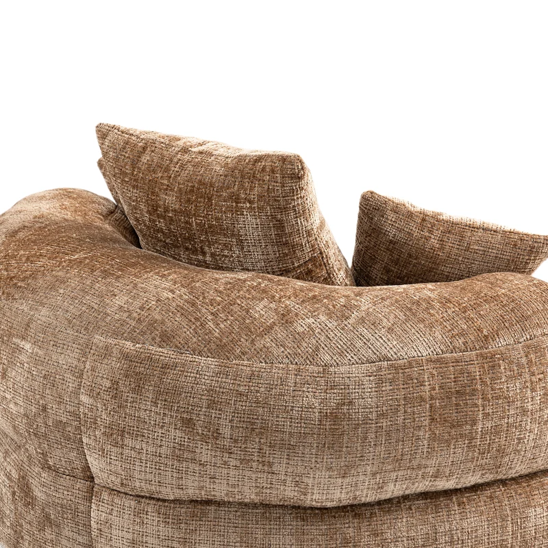 Canapé chauffeuse fauteuil rond en velours chenille marron fauteuil lounge LOGOGRAM