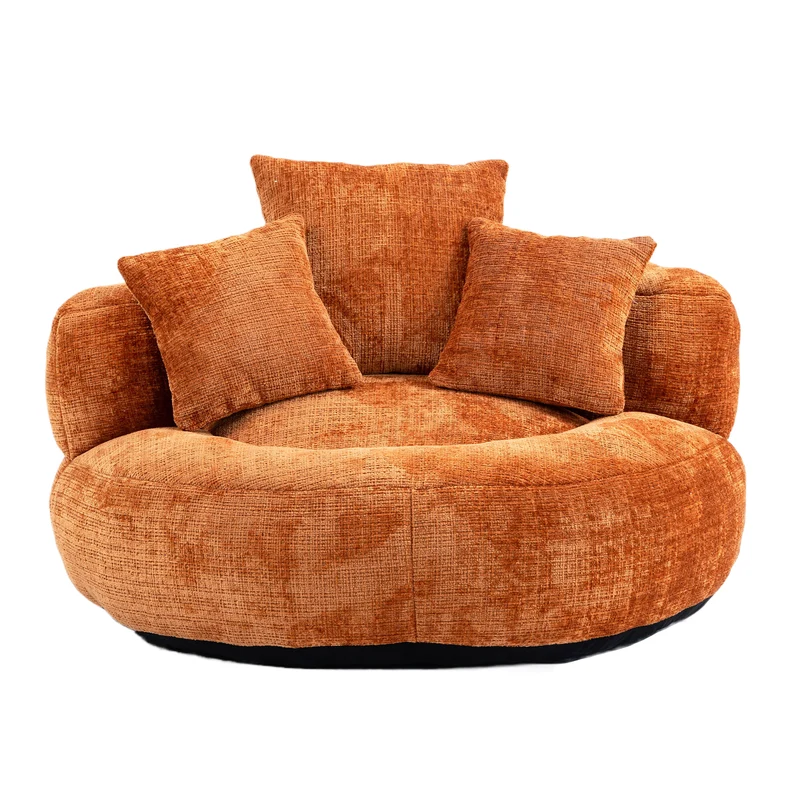 Canapé chauffeuse fauteuil rond en velours chenille orange fauteuil lounge RAYWING
