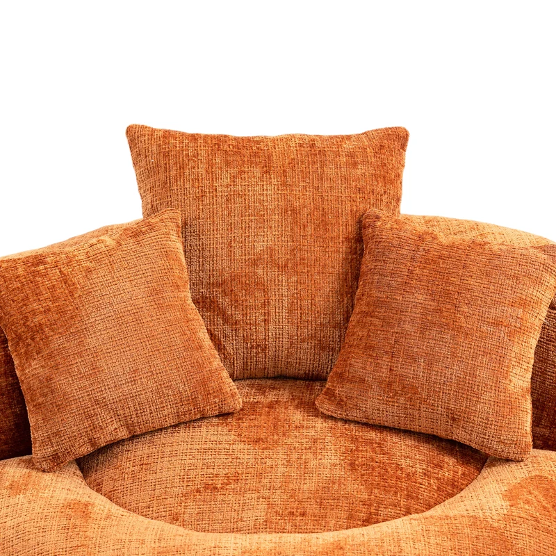 Canapé chauffeuse fauteuil rond en velours chenille orange fauteuil lounge RAYWING