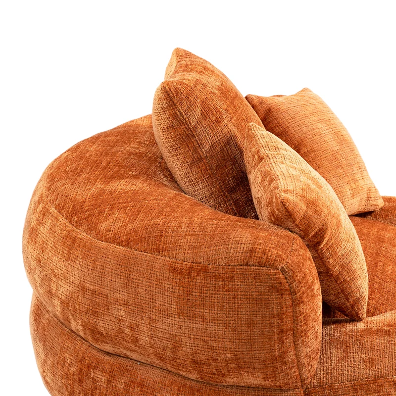 Canapé chauffeuse fauteuil rond en velours chenille orange fauteuil lounge RAYWING