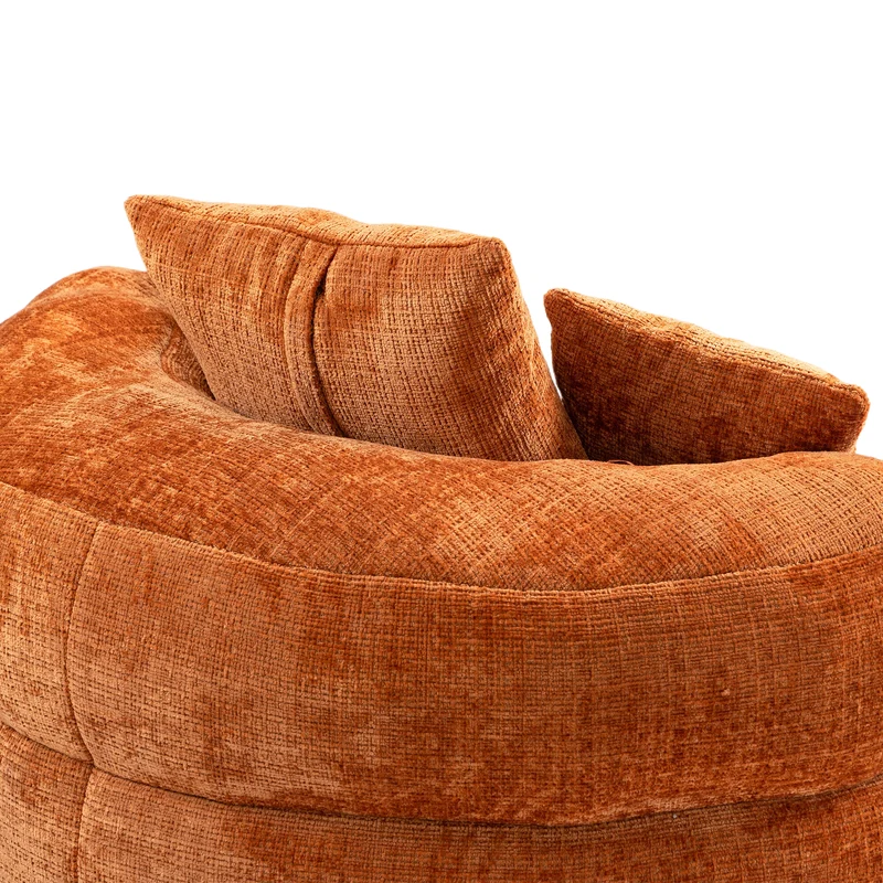 Canapé chauffeuse fauteuil rond en velours chenille orange fauteuil lounge RAYWING