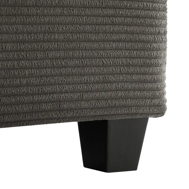 Canapé d'angle modulable velours côtelé gris, 3-4 places avec pouf amovible, ports USB et porte-gobelets GEYSERFOUNT
