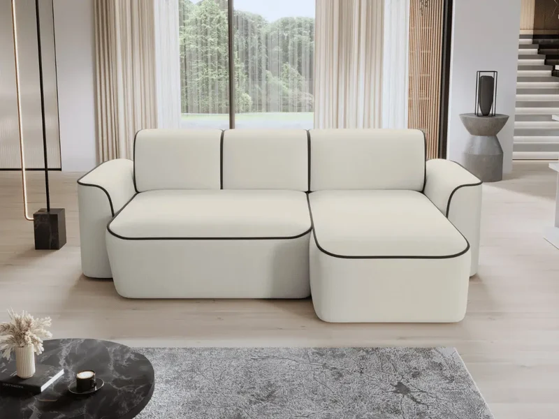 Canapé d'angle convertible électrique tissu boucle LUMIA
