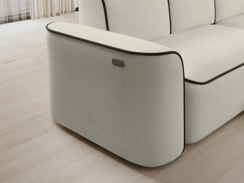 Canapé d'angle convertible électrique tissu boucle LUMIA