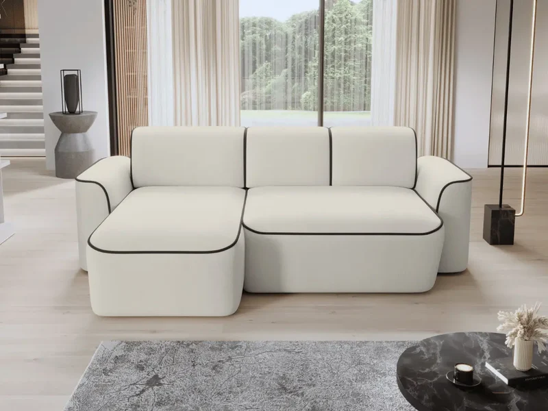 Canapé d'angle convertible électrique tissu boucle LUMIA